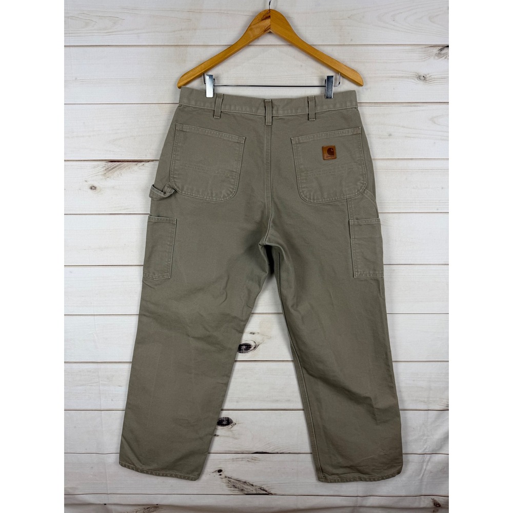 Carhartt Pants Mens 34x30 Tan B11 Washed Duck Carpenter Dungaree Loose - Picture 2 of 6
